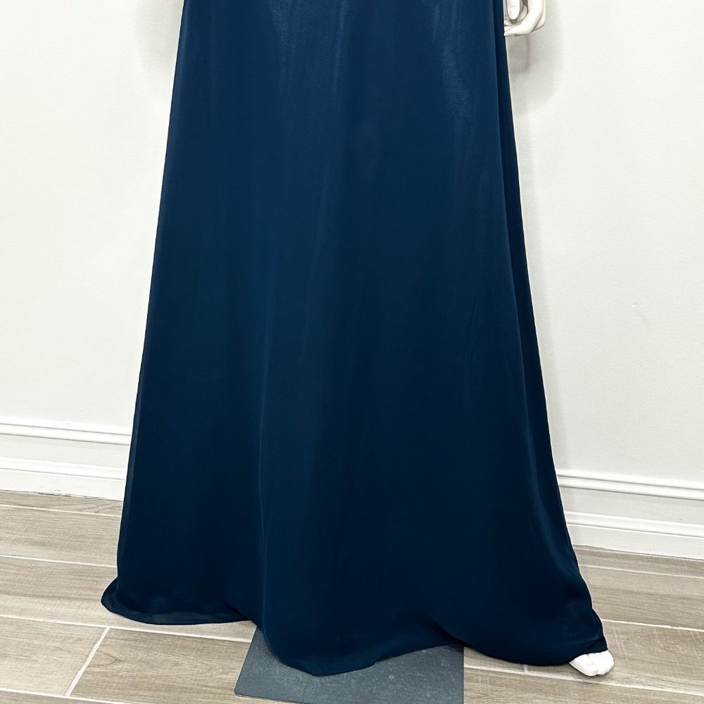 Abby Paris by Lucci Lu Blouson Chiffon Maxi Gown Bridesmaid Dress 93062 in Navy - Picture 10 of 17